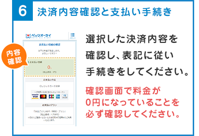6.決済内容確認と支払い手続き